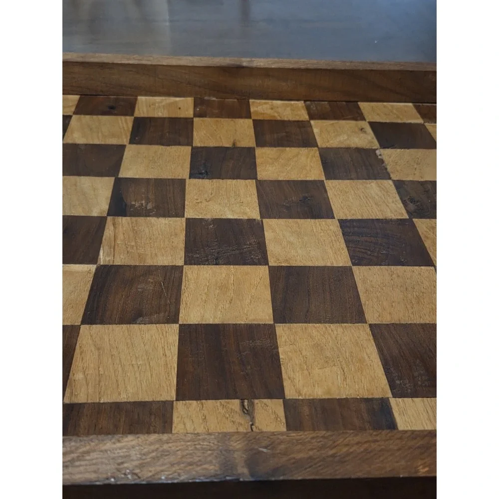Vintage Rustic Handmade Wood Chess Tray